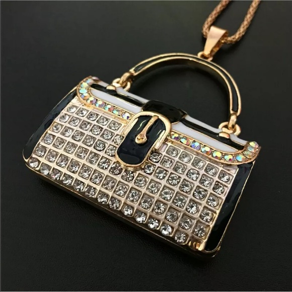 Black and Gold Handbag Necklace - Picture 2 of 2